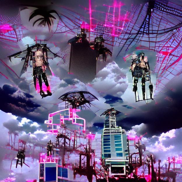 Cyberpunk Tartarus on Floating Sky Islands