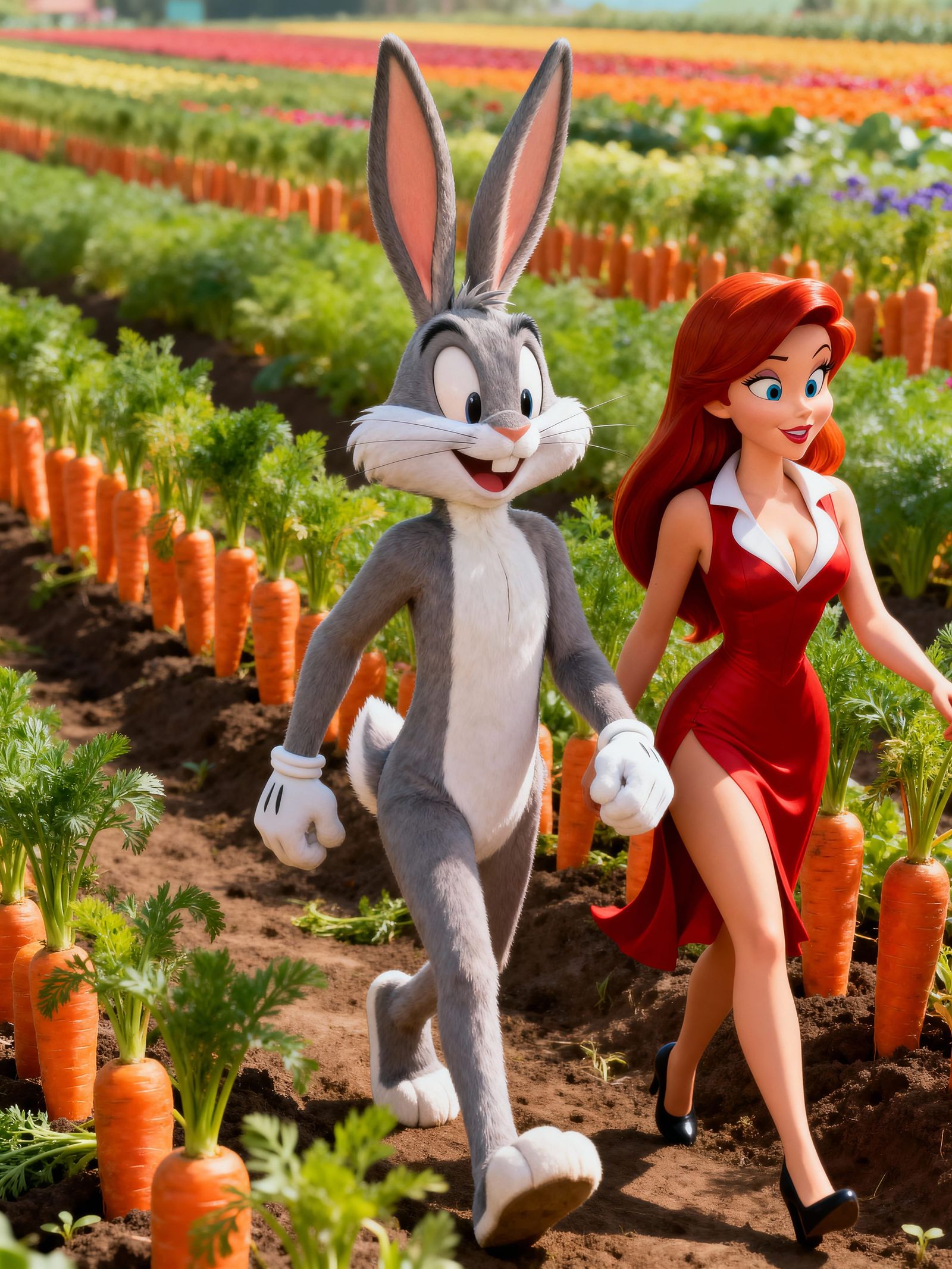 Bugs Bunny & Jessica Rabbit in Carrot Patch