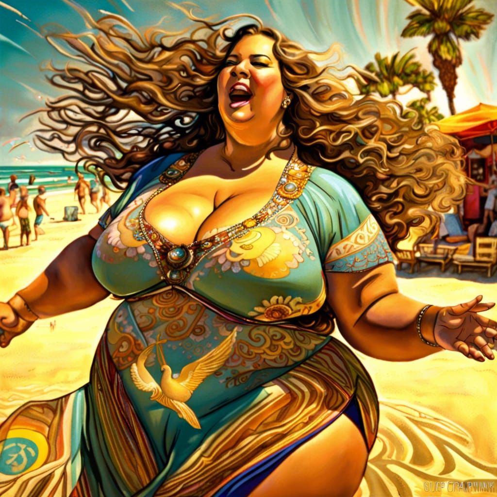 Plus Size Goddesses Enjoying Malibu Beach