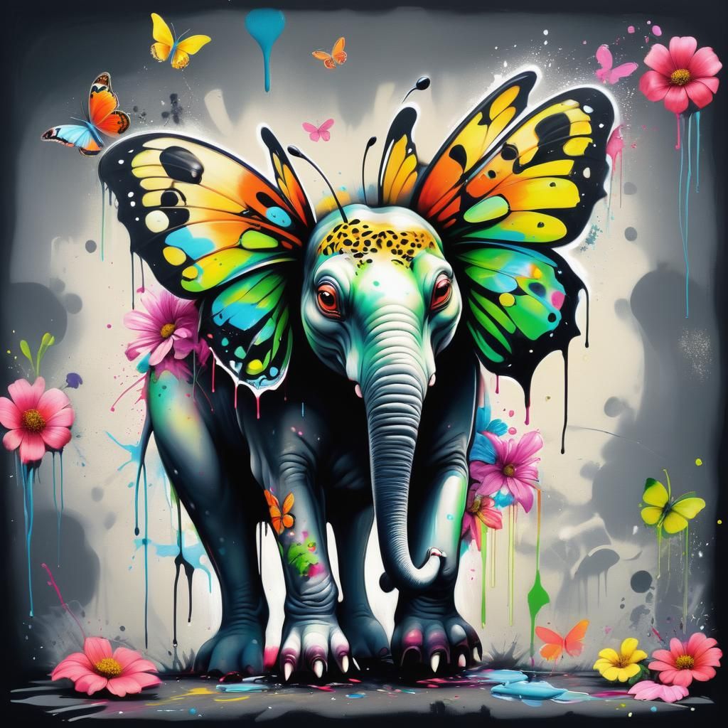 Surreal Hybrid Creature Frog in Graffiti Art Style