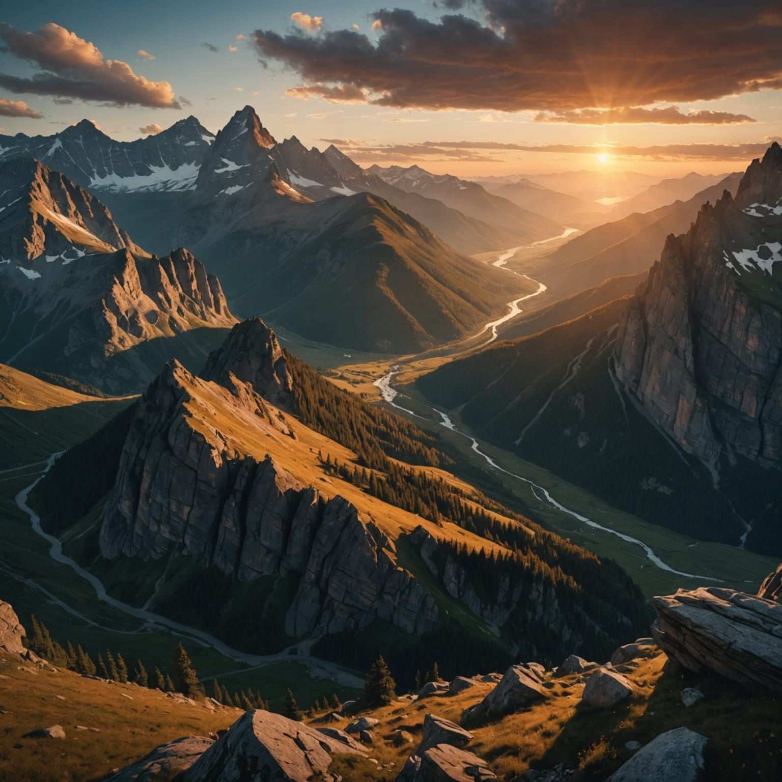 Rocky Mountain Valley Sunrise: Digital Matte Painting