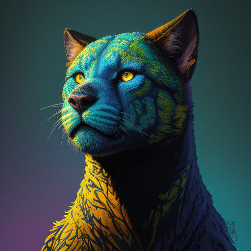 Hyperrealistic Animal Portrait with Vibrant Abstract Backgro...