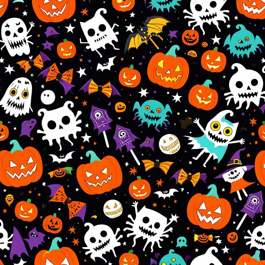 Monsters Trick or Treating on Halloween Night