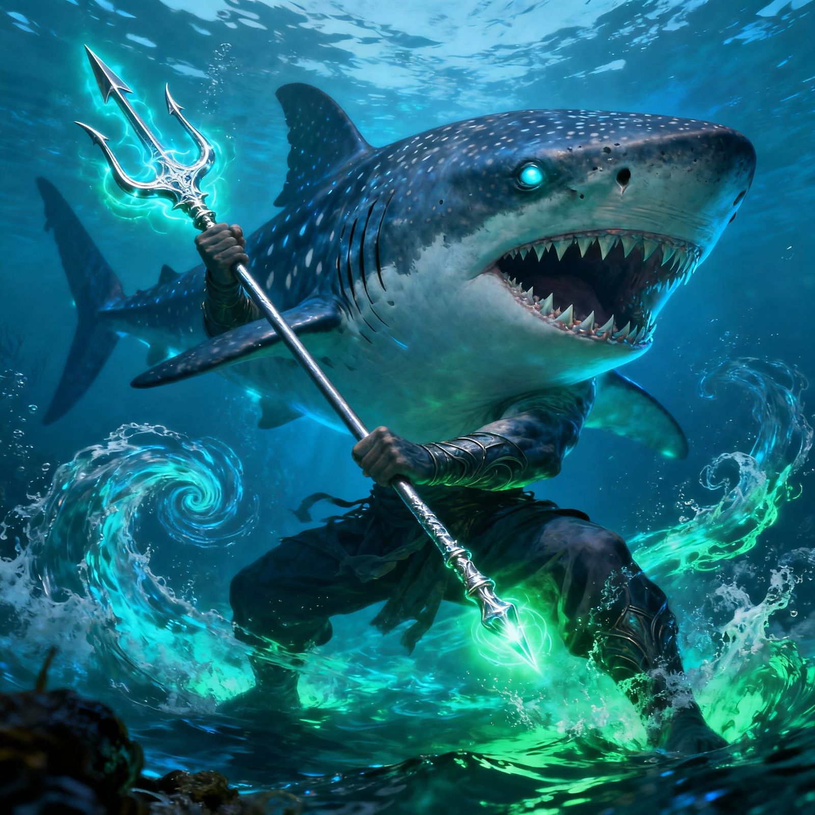 Whale Shark Karate Fighter Wields Trident