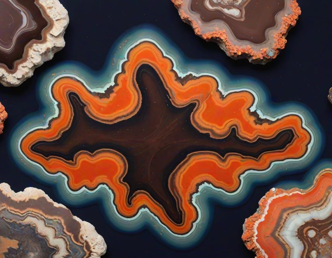 Midnight Majestic Jasper Landscape in Vibrant Coral Hues