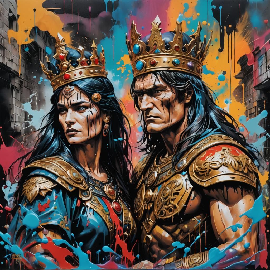 Conan and Queen Valeria in Graffiti Splash Art