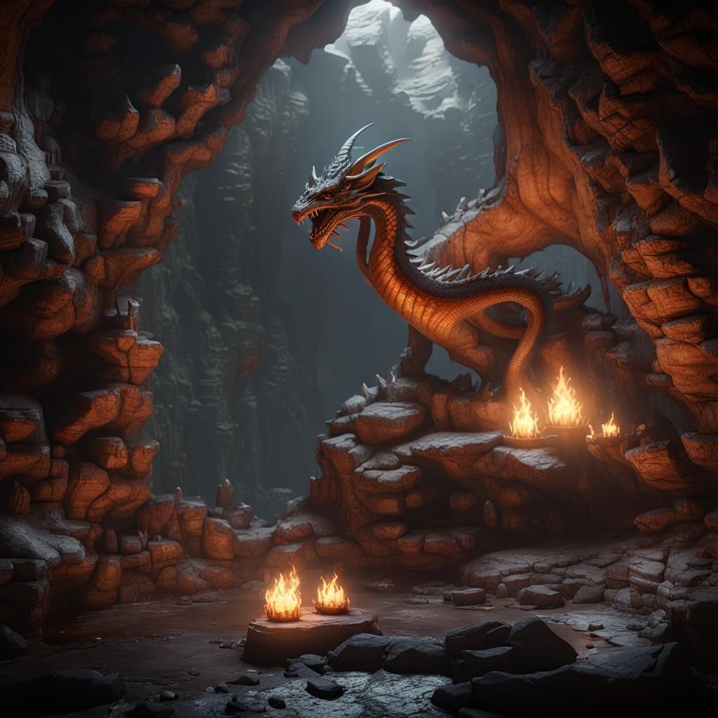 Epic Dragon Lair in Cave, 3D Game Cinematic