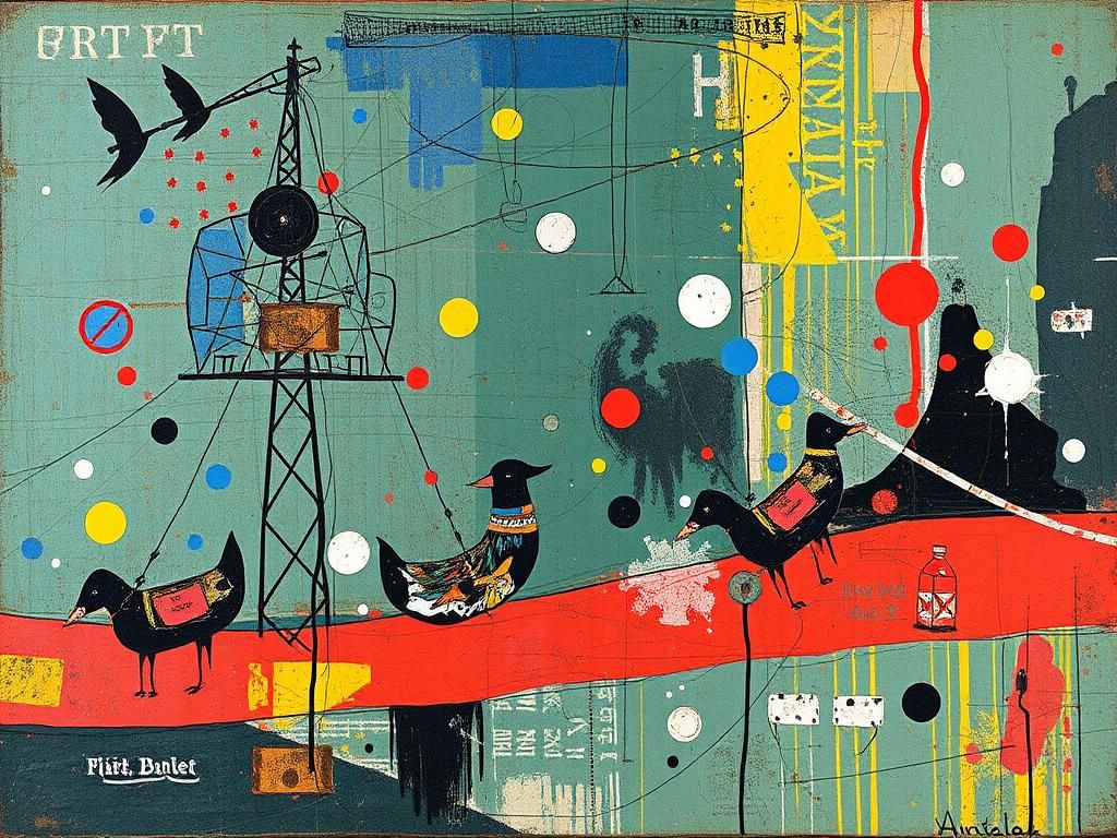 Abstract Mixed Media Art Composition