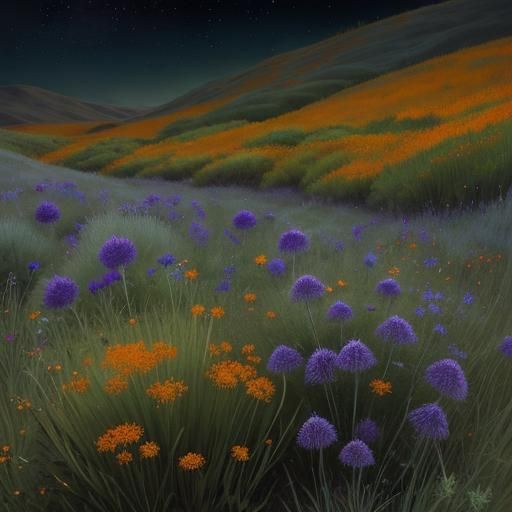 Frost Meadow: Dark Botanical Watercolor and Ink