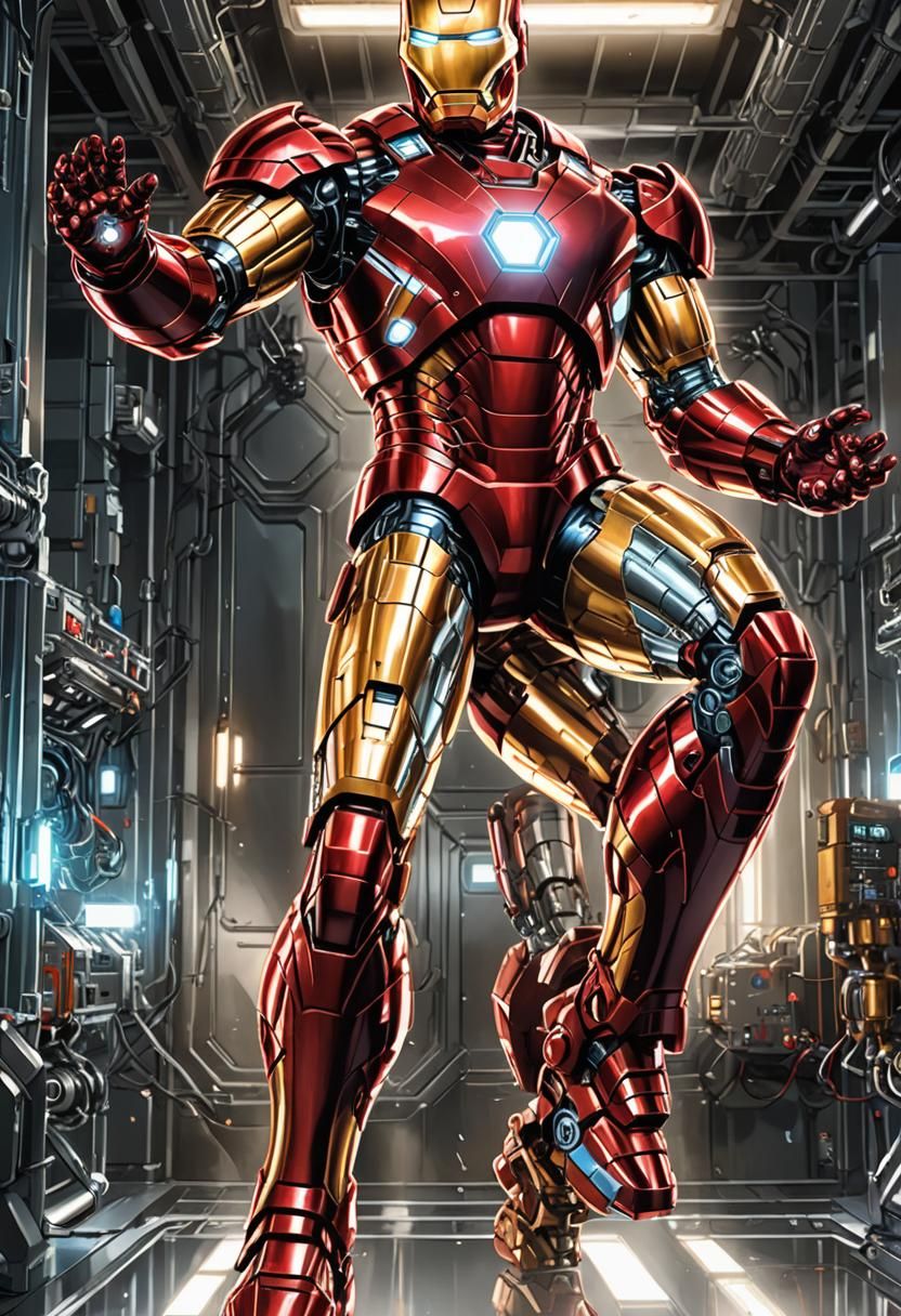 Heroic Iron Man Portrait in Comic Book Art