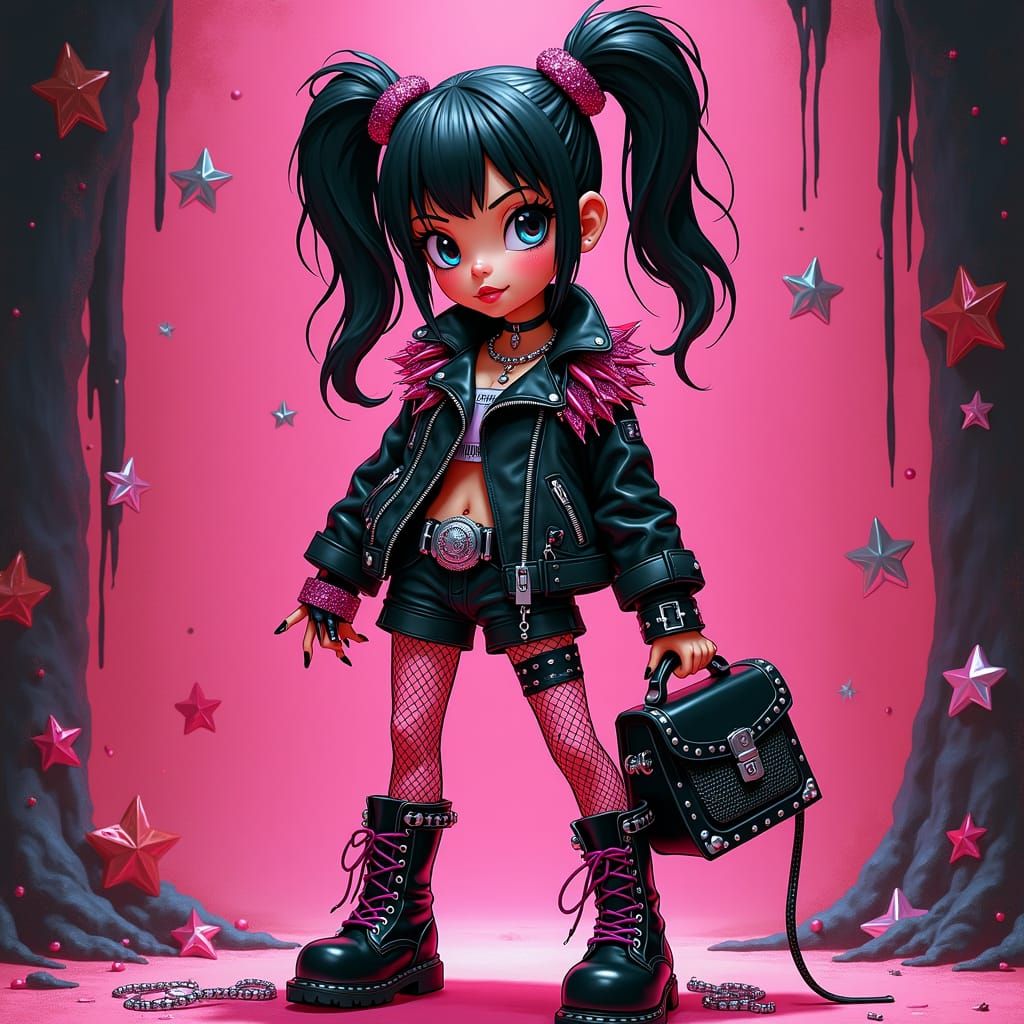 Punk Princess in Pink and Black, Shiny Art