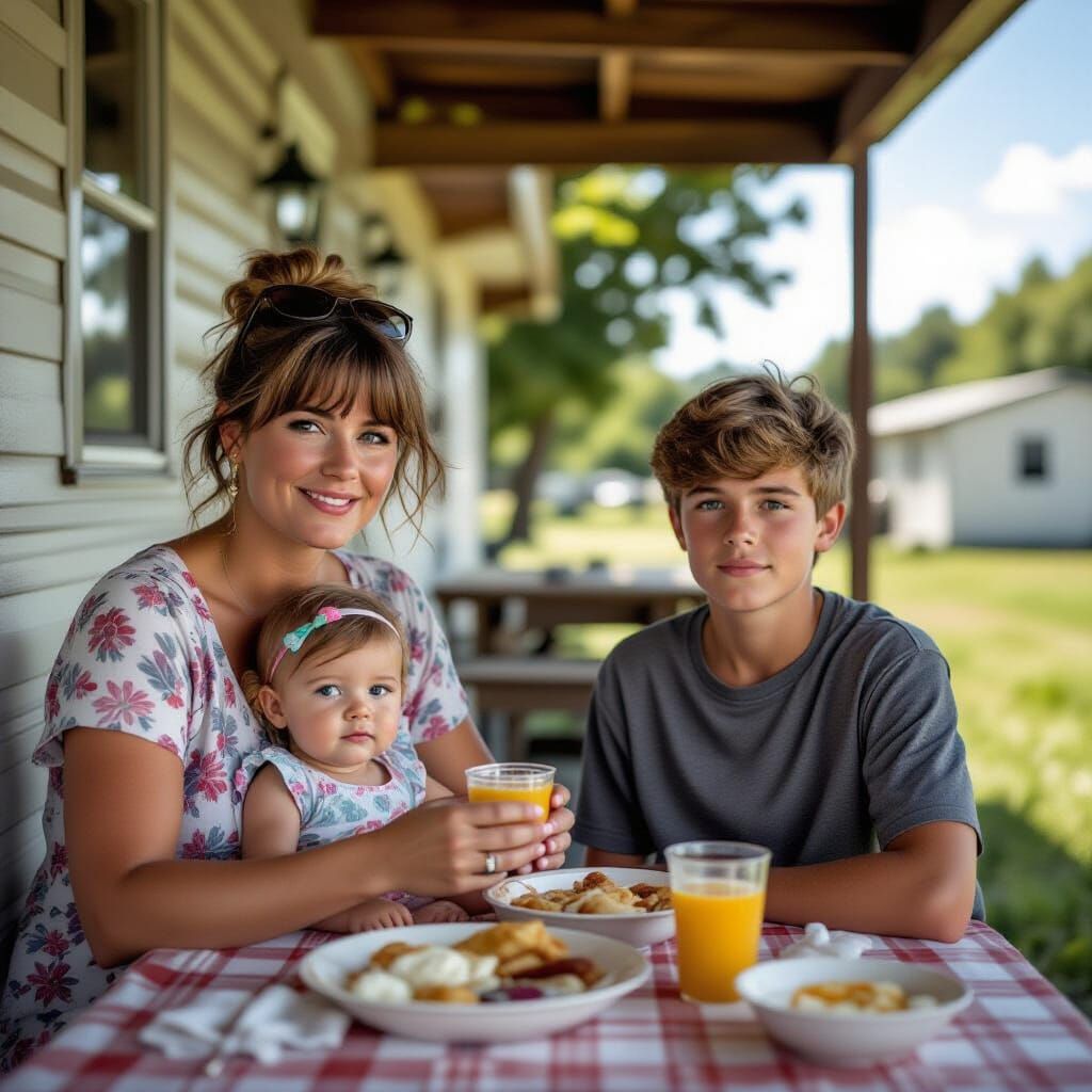 Family Lunch Portrait in Trailer Park, Professional Photogra...