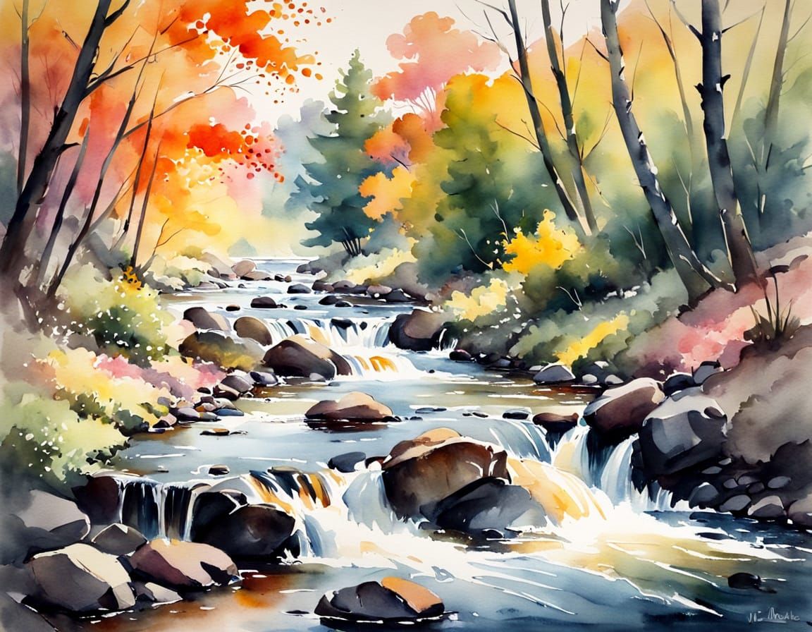 Vibrant Watercolor Study of an Artist in Motion