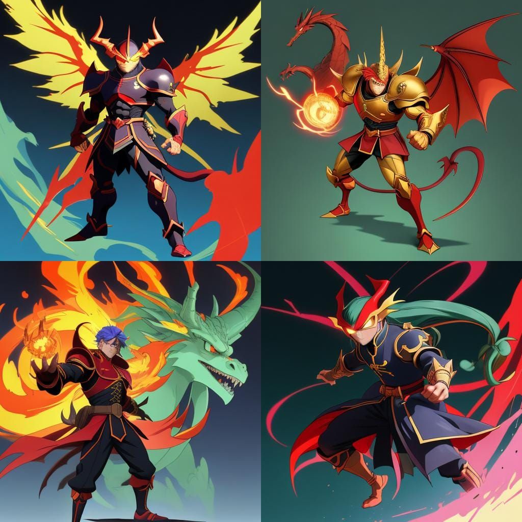 Dragon-Human Hybrid in Chinese Armor: Anime Style