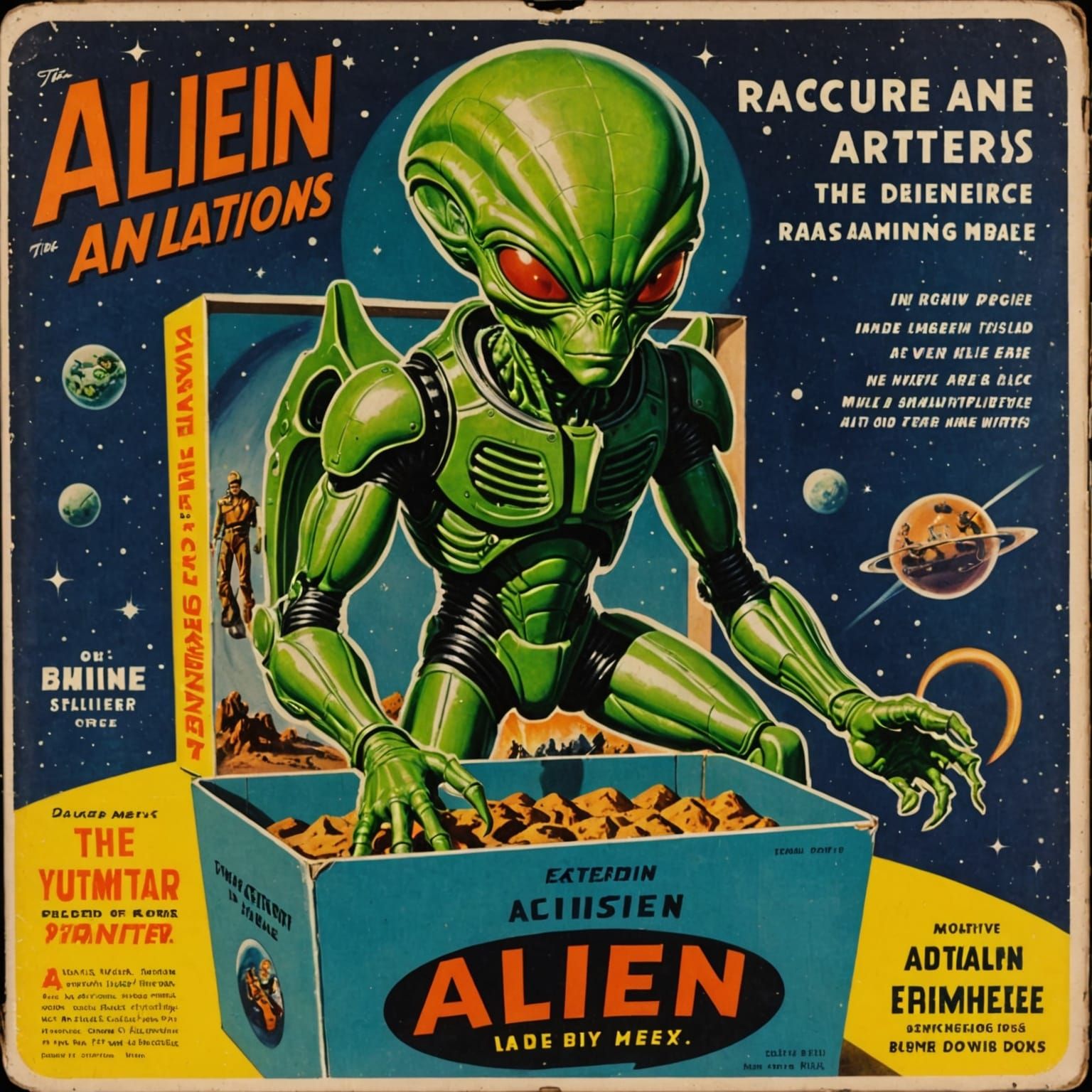 Vintage Sci-Fi Action Figure Box Art