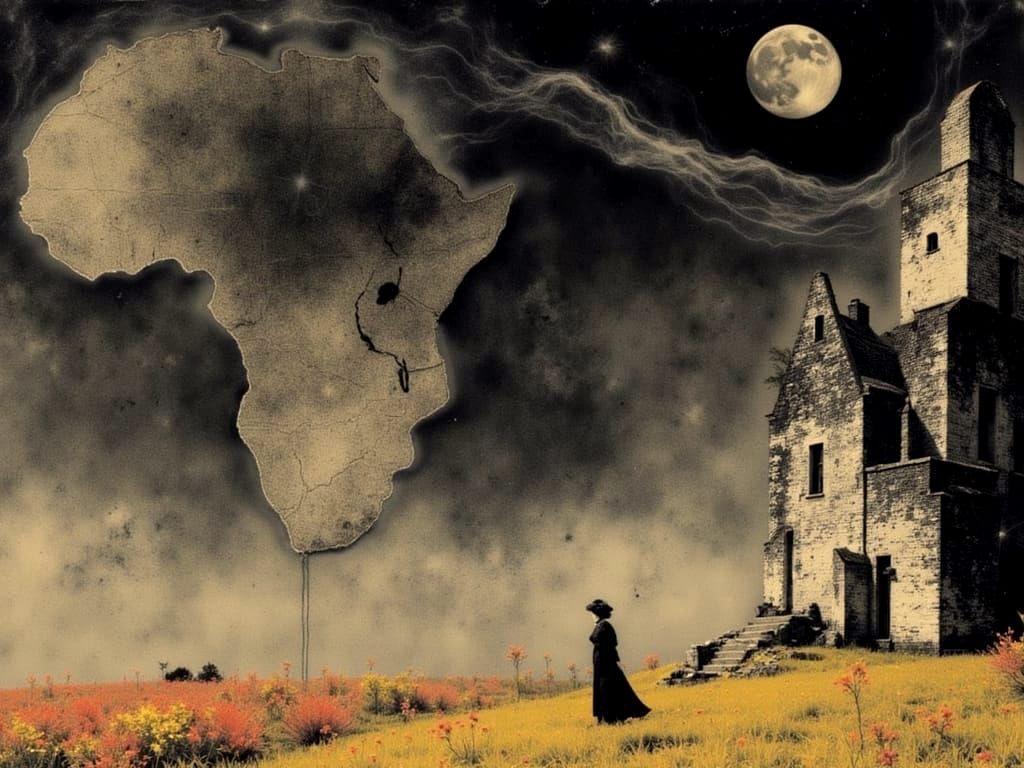 Steampunk World Map in Escher Klimt Style