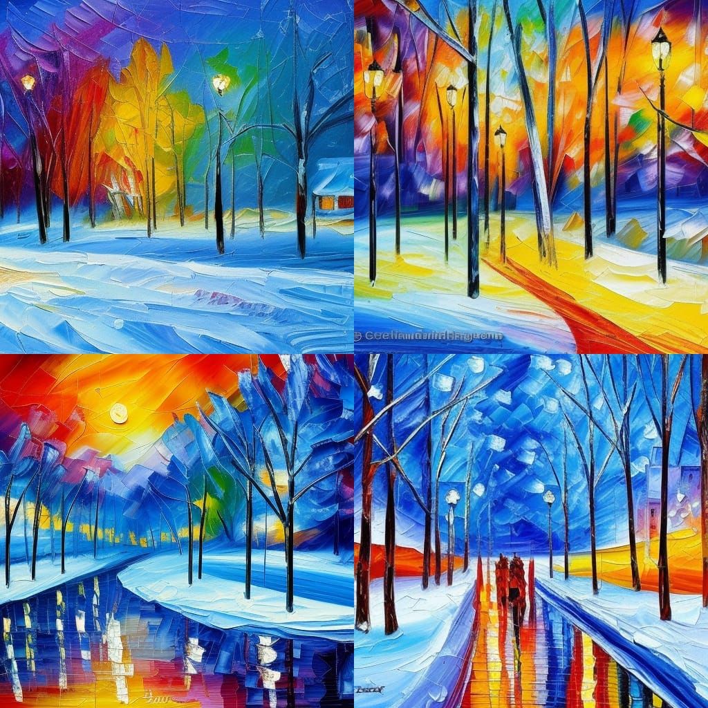 Winter Wonderland Expressionist Oil Painting