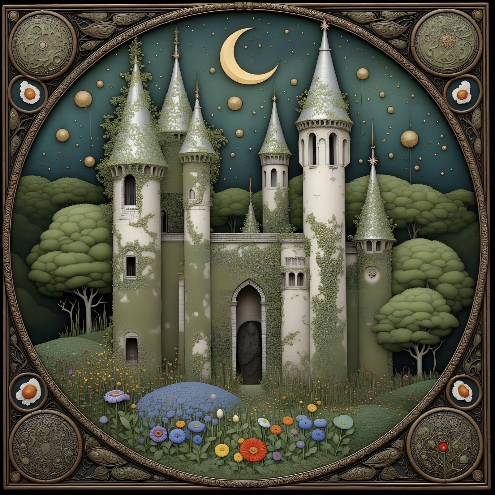 Thorn-Covered Castle in Folk Art Nouveau Style