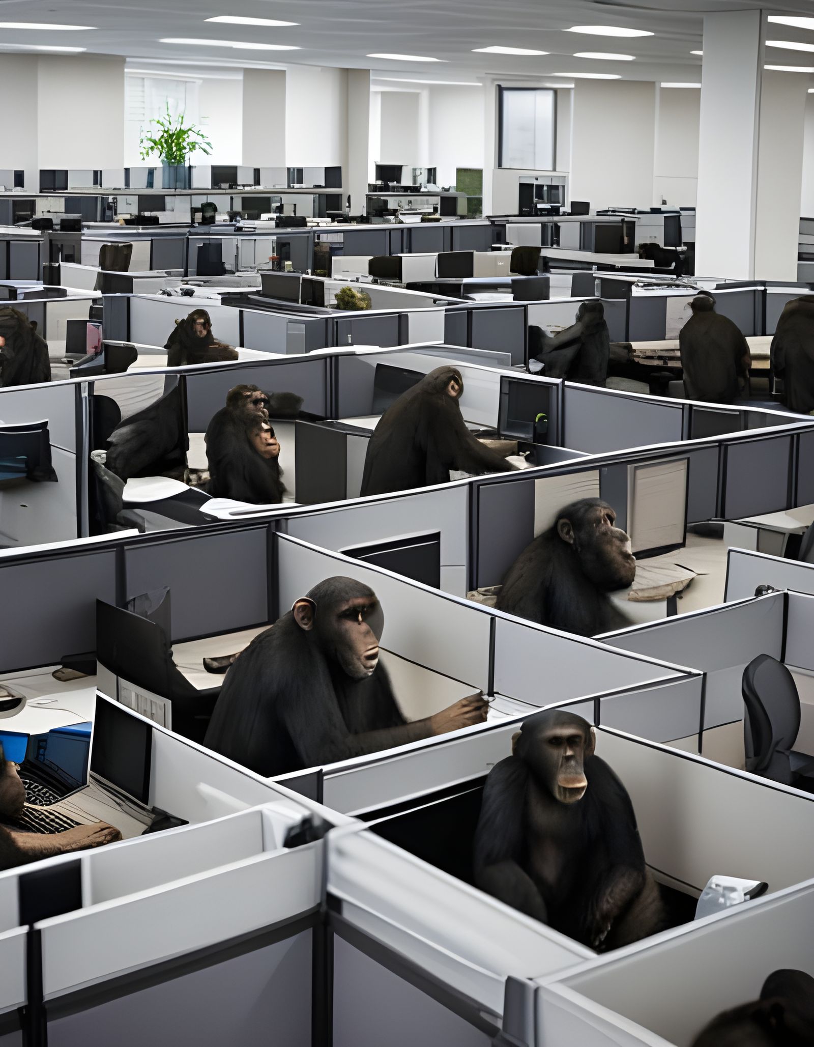 Chimpanzees Work in an Office, Professional Photography