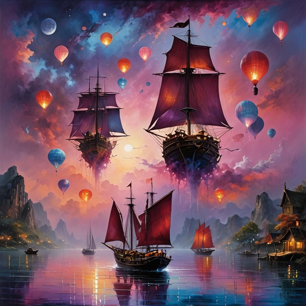 Fantasy Sailing into the sky