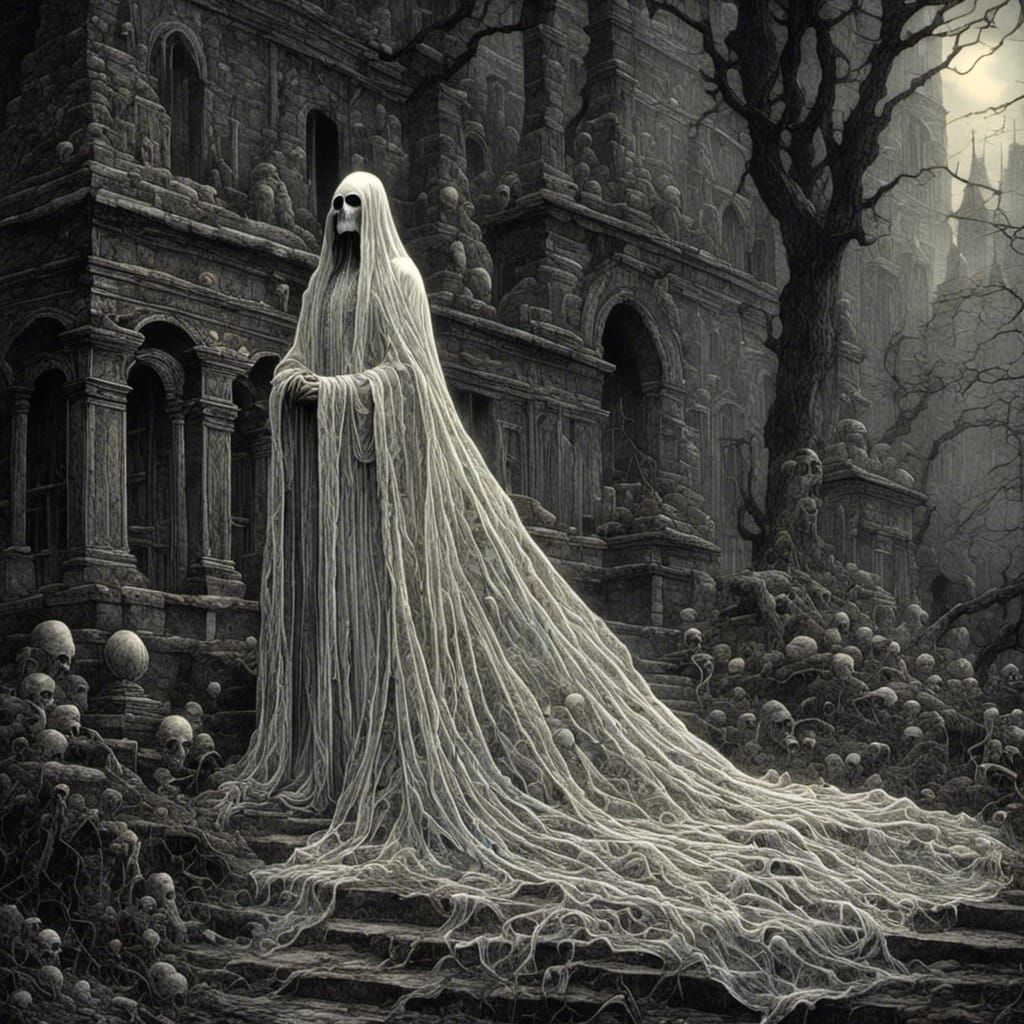 Malevolent Entity Poses in Darkness, Gorey Style