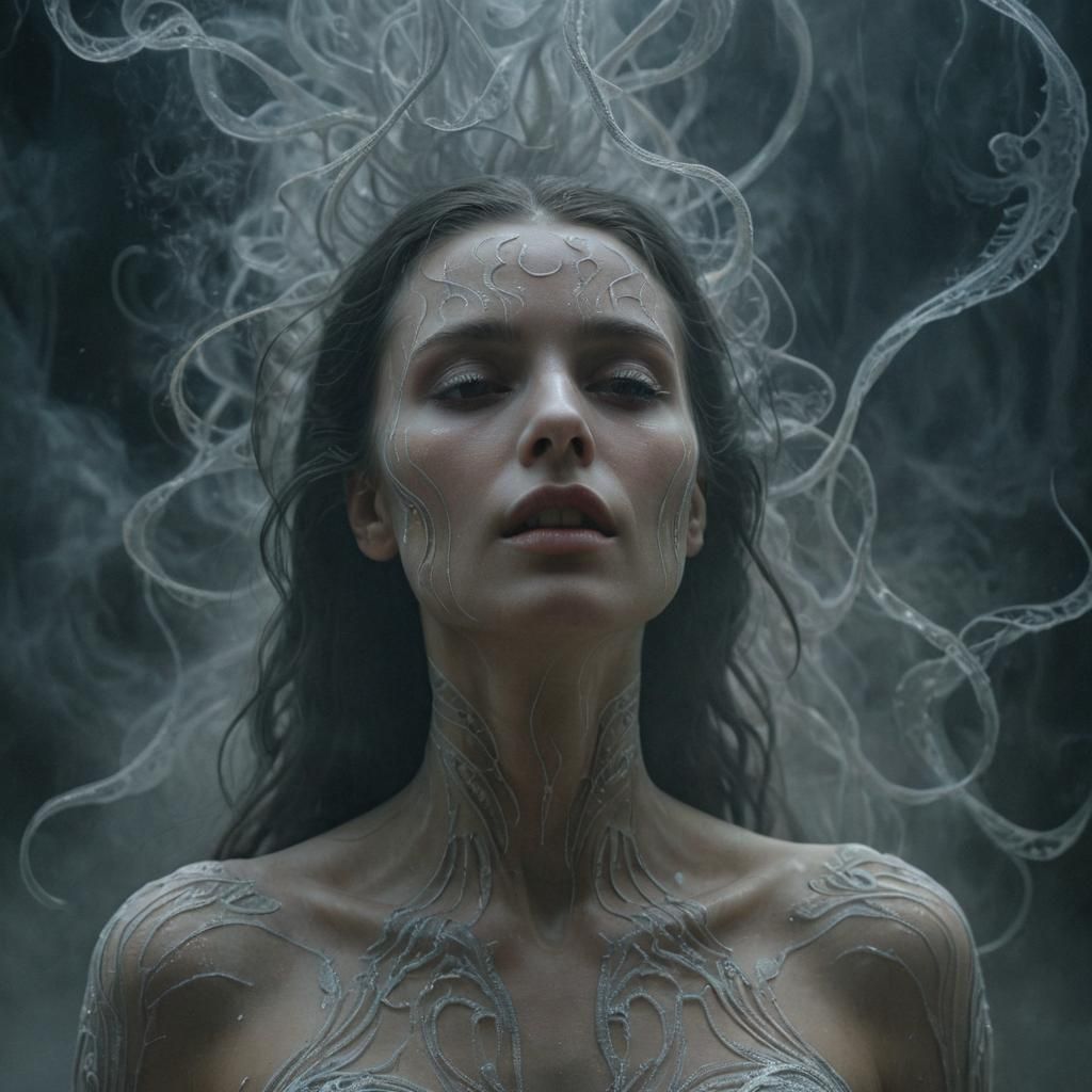 Ethereal Woman in Dreamworld: Cinematic Film Still