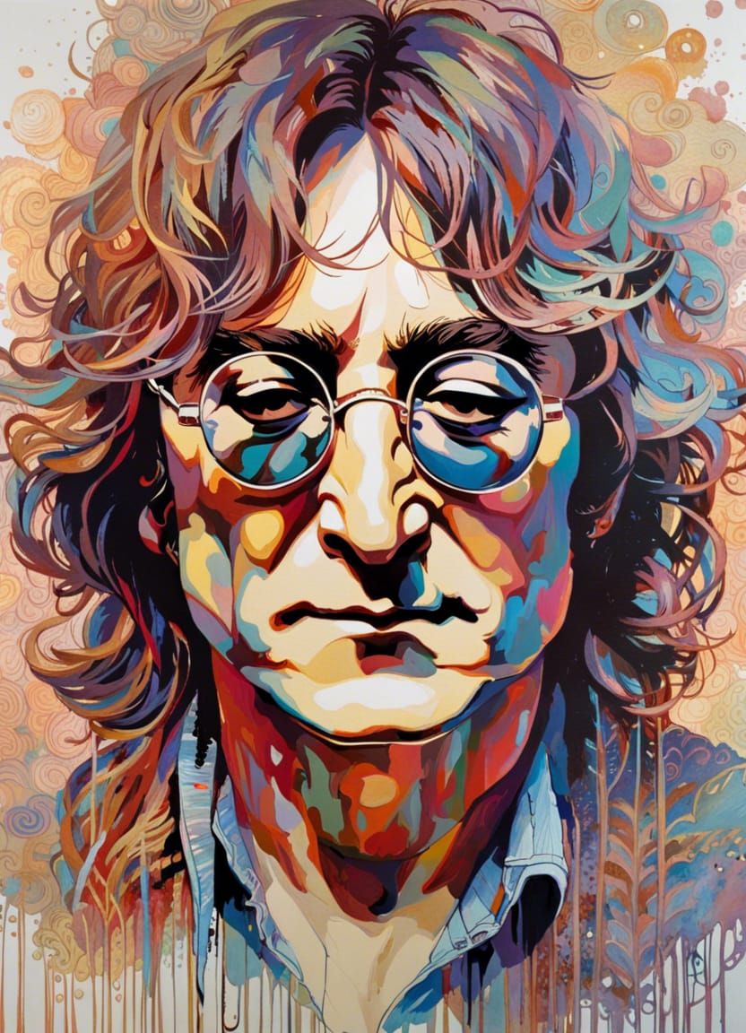 John Lennon Portrait in Open Impressionism Style