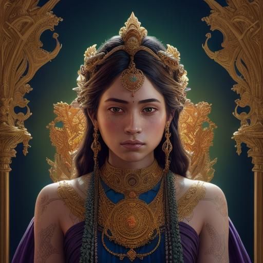 Visnu's Celestial Majesty in Oil Painted Splendor