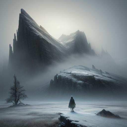 Ice Age Nomad in Surrealist Style