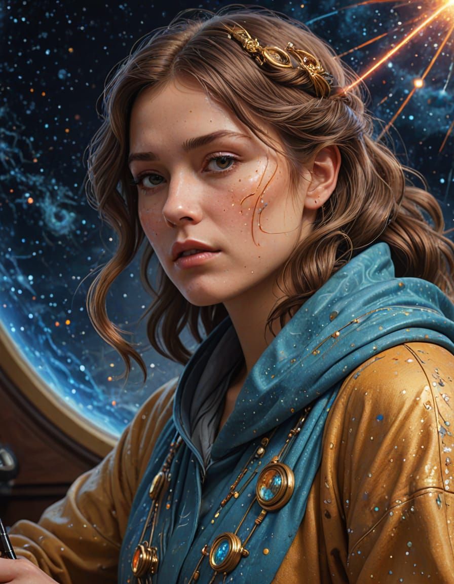 Celestial Cartographer Painting Galaxies in Vibrant Digital ...