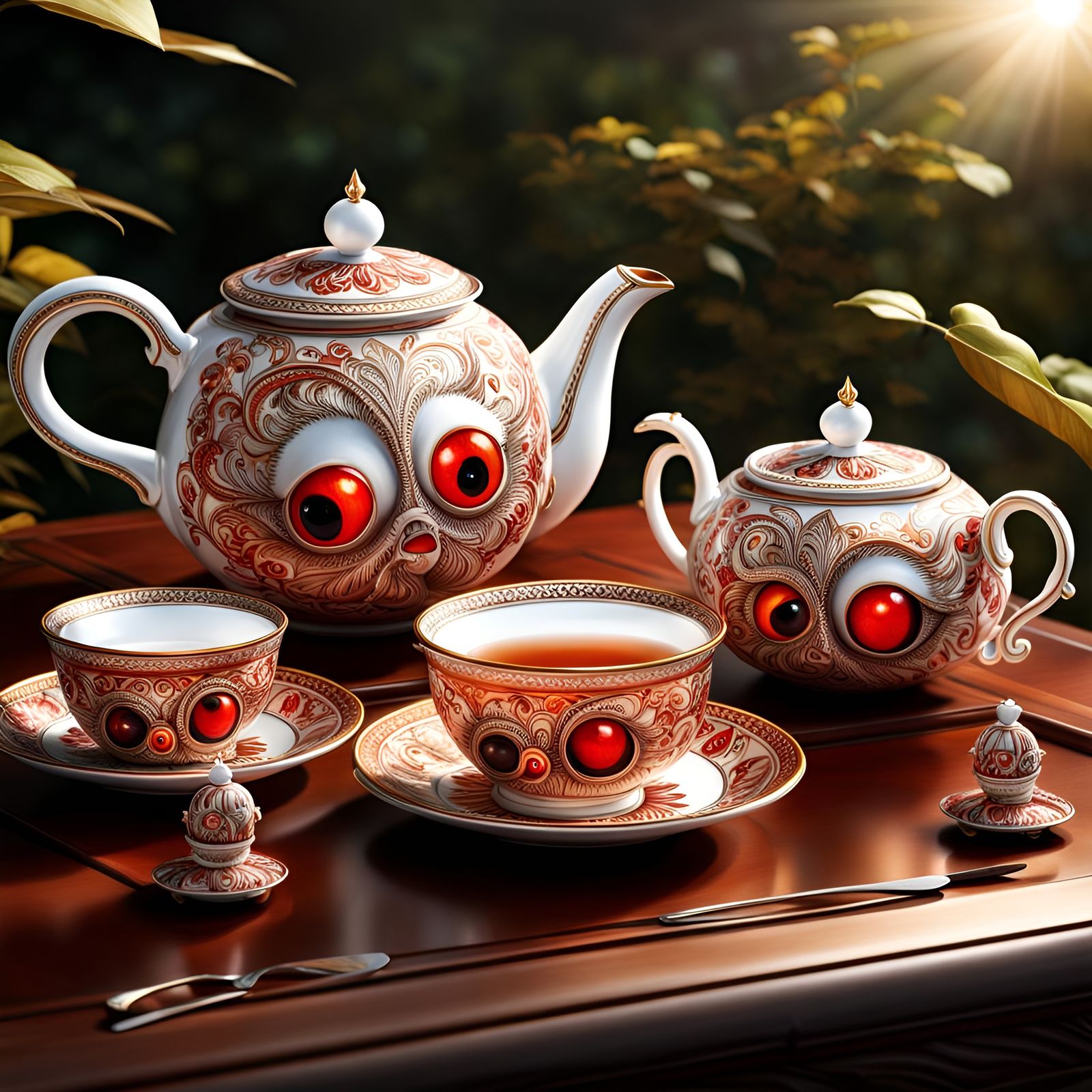 Funny Spooky tea set