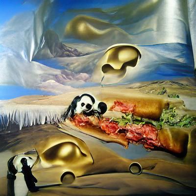 Surreal Hoagie and Panda Conversation, Dali Style