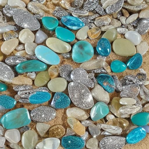 Diamonds, Feathers, and Beach Stones Still Life