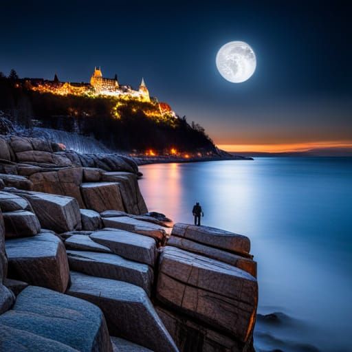 Night Scene of Wolfe at Quebec Cliffs