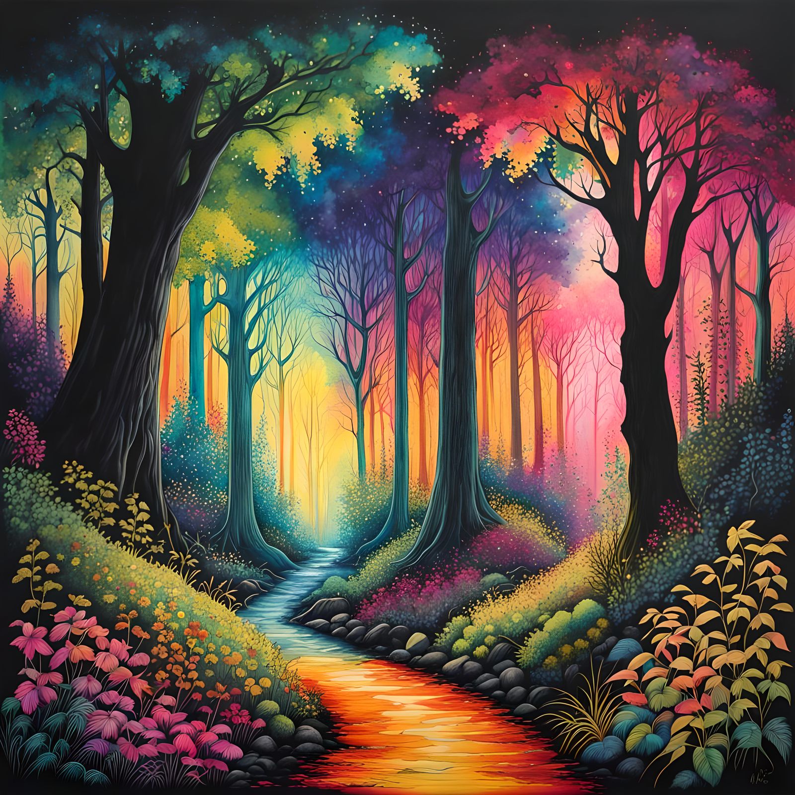 Path through Fantasy fairy forest