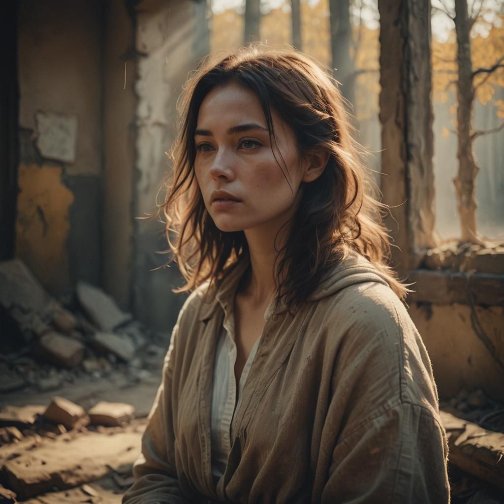 Contemplative Woman in Dreamy, Cinematic Style