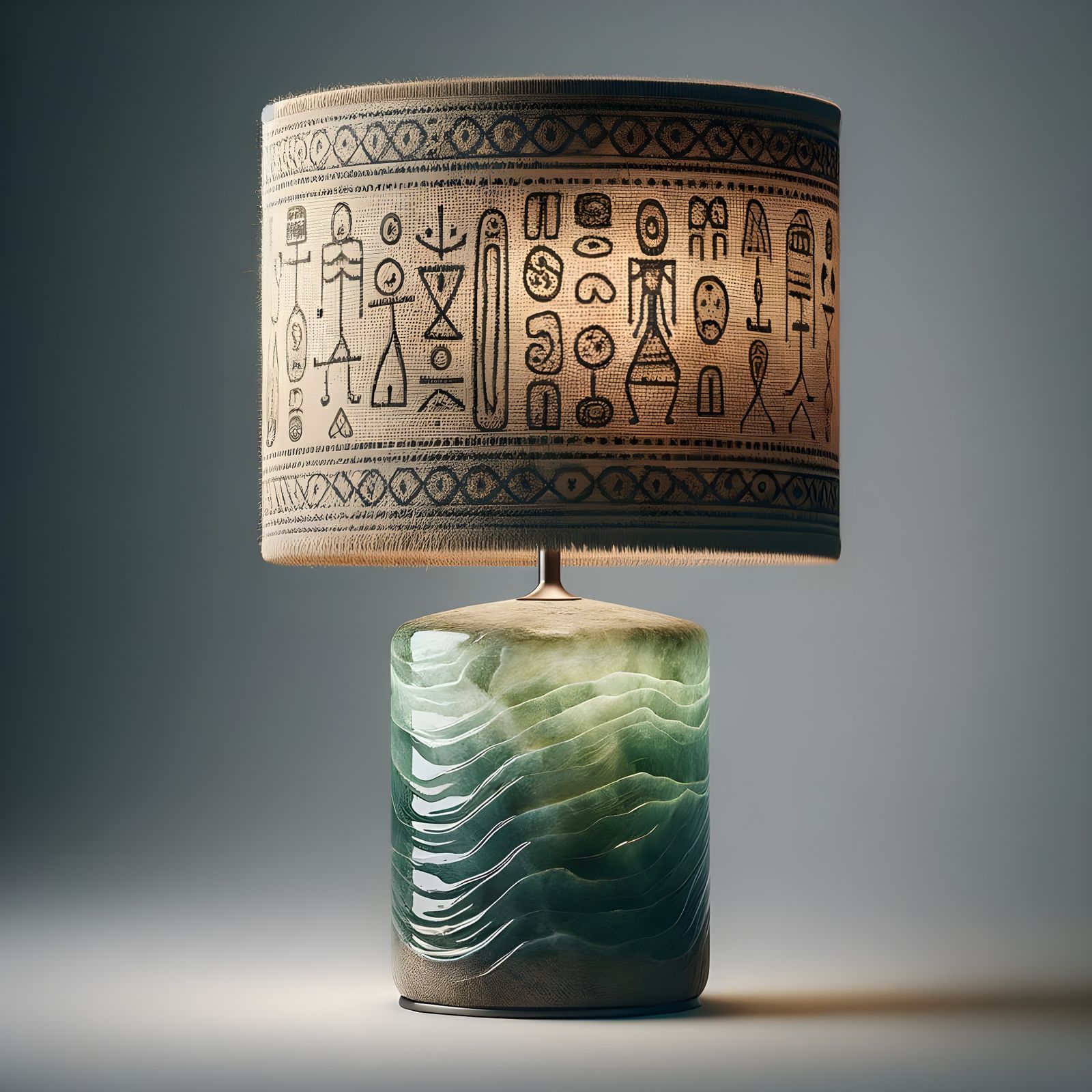 Elegant Glyph Lamp with Ripple Glass Base