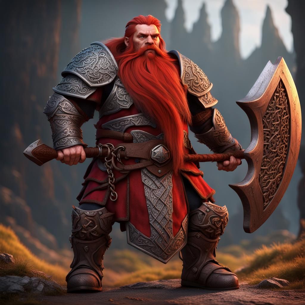 Dwarf Paladin with Axe: Fantasy Concept Art