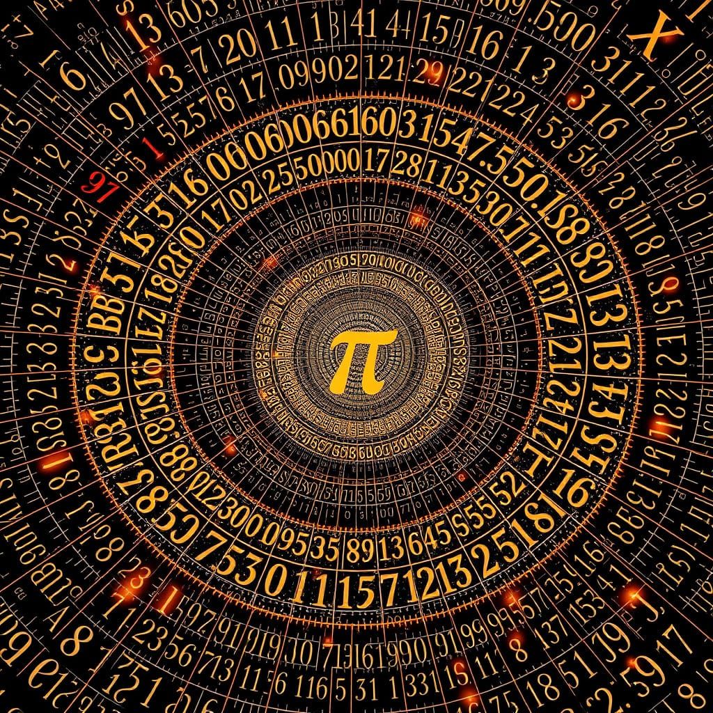 Mathematical Portrait of Fibonacci Spiral and Pi
