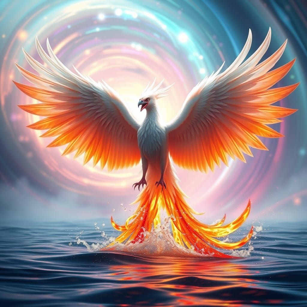 Phoenix Rises in Ethereal Beauty with Vibrant, Iridescent Co...