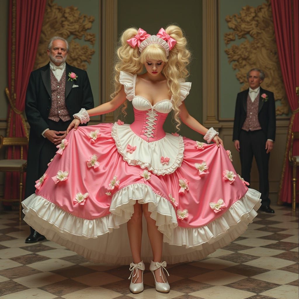 Dainty French Maid's Elegant Curtsey