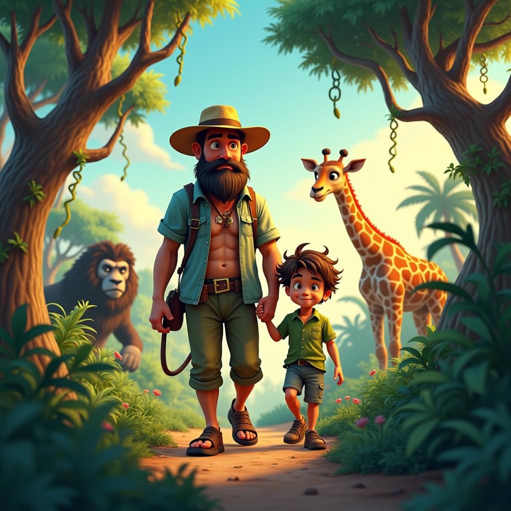 Jungle Adventure: Father and Son in Fantasy World