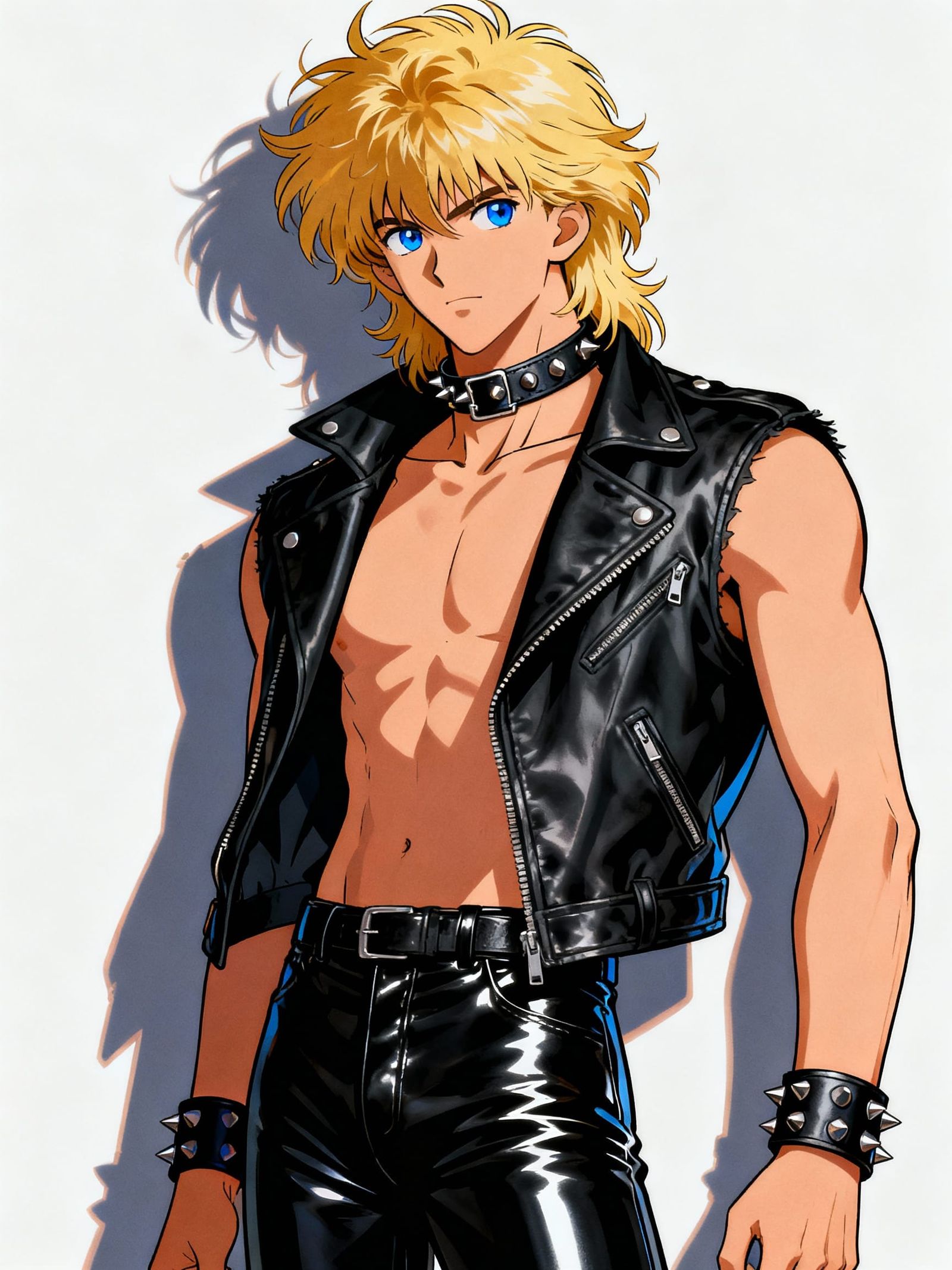 Anime Style Handsome Man in Leather