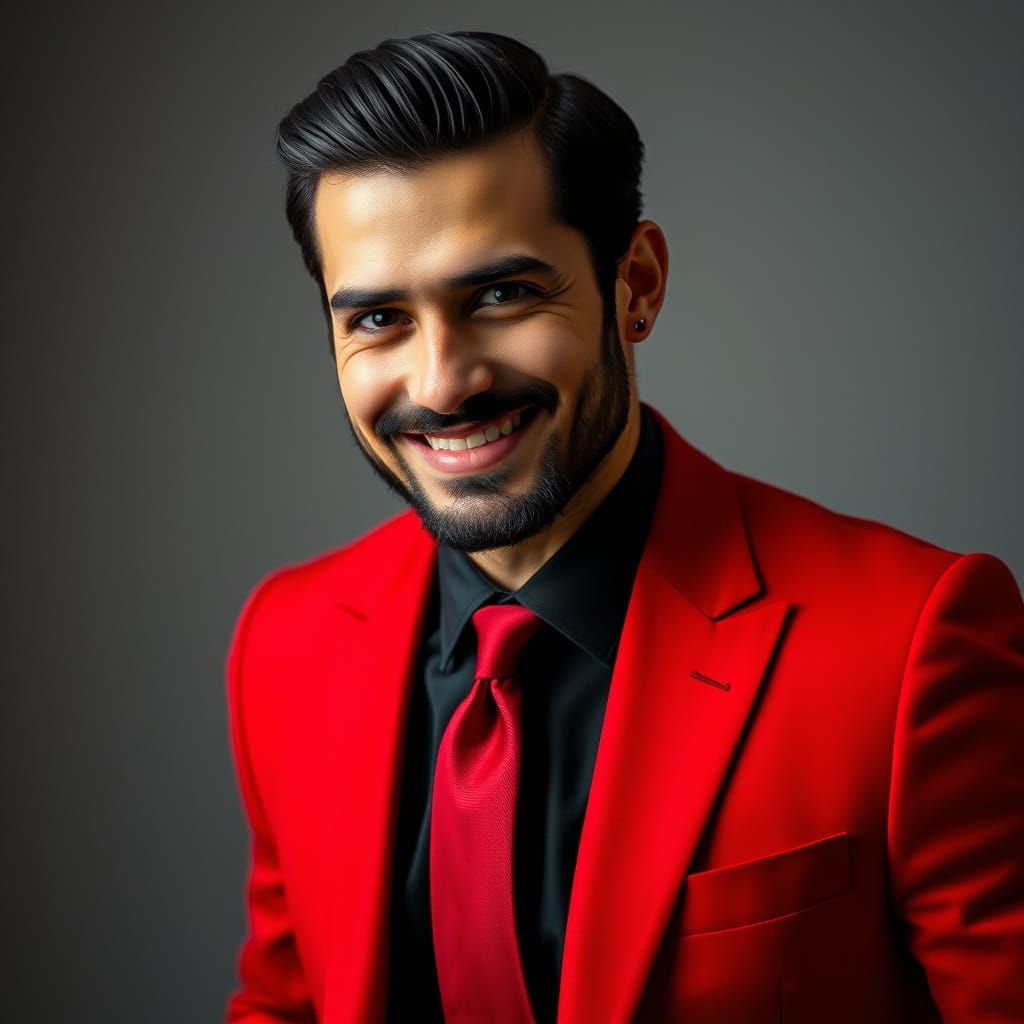 Man in Red Suit with Cinematic Lighting