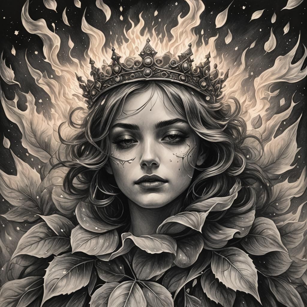 Crown of Starlight with Flaming Rose Petals