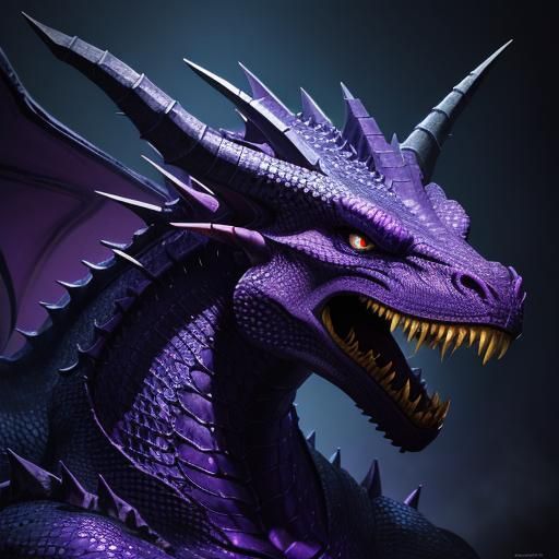 Intricately Detailed Dark Purple Dragon Concept Art