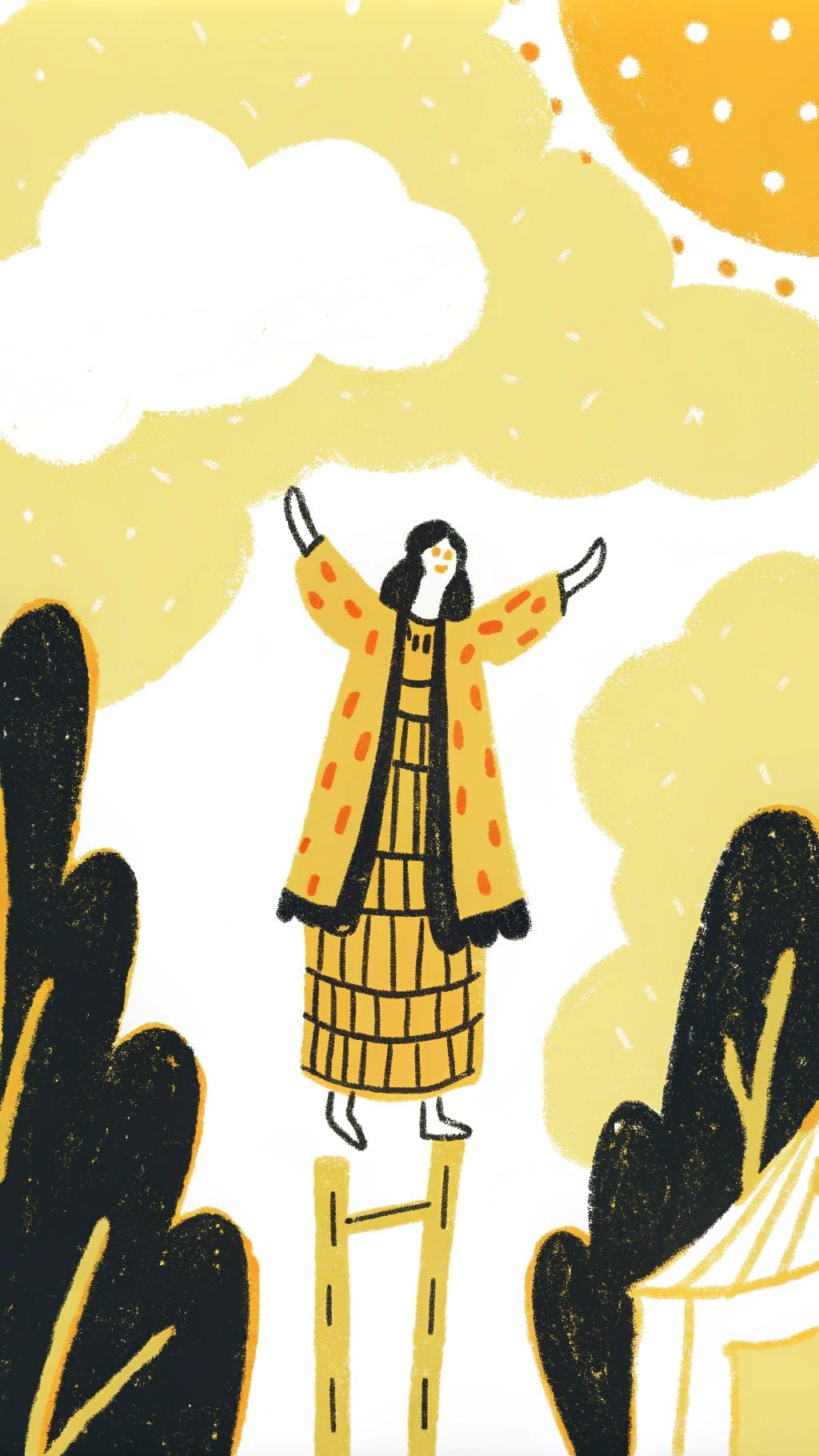 Ethereal Bohemian Woman on Wooden Stilts