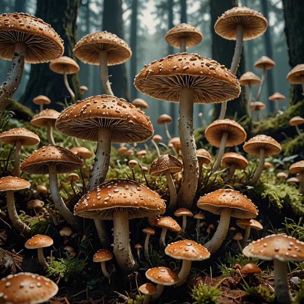 Mushroom Spores in Hyperrealistic Detail