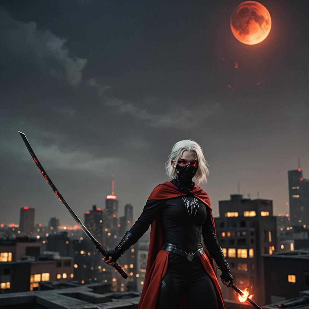 Vampire Child in Spider Suit with Fire Whip