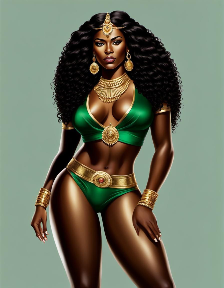 Colombian Woman Heroine in Gold Jewelry